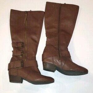 NAYA Frankie Leather Tall Buckle Riding Boots size 7.5